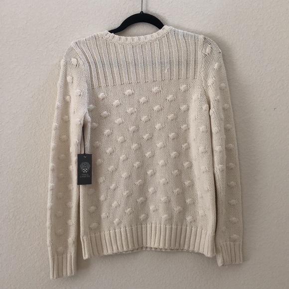 New Vince Camuto Estate Jewel Cotton Ball Cream Crewneck Sweater Size S - Picture 8 of 11